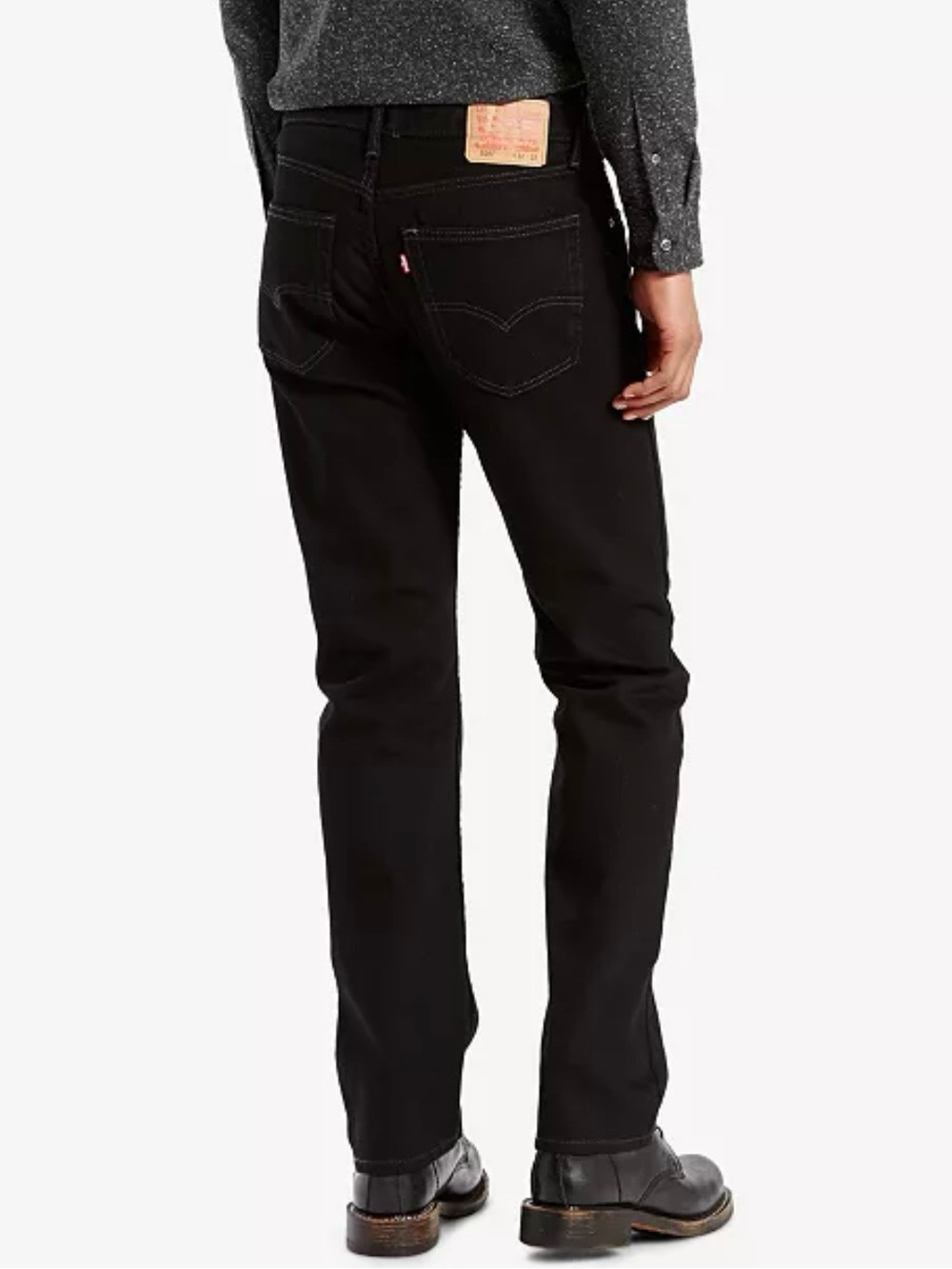 Levi’s 505 Men's regular-fit straight-leg jeans washed black denim 36”W - Picture 2 of 16